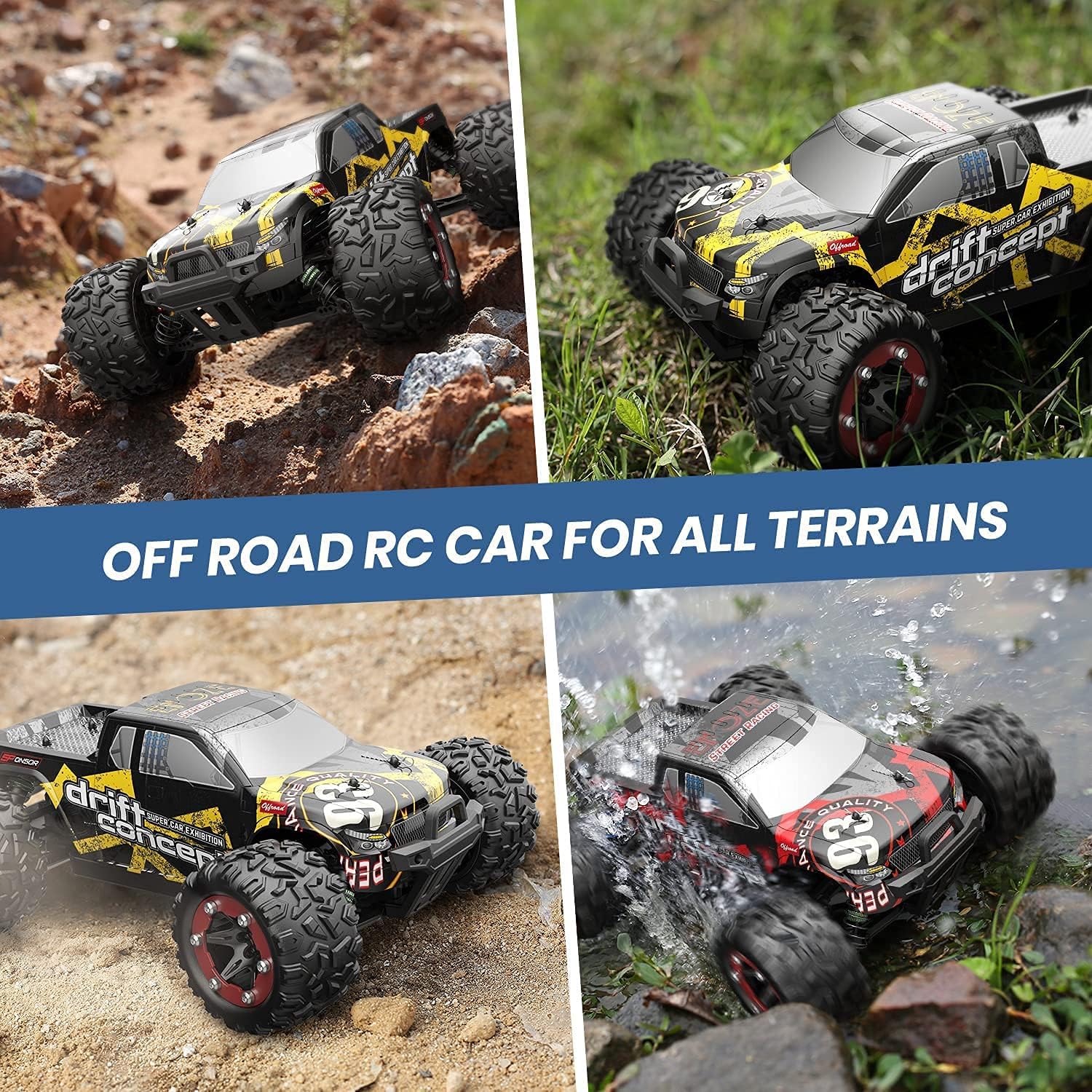 DEERC Brushless Remote Control Car, 4WD High Speed RC Car 37 MPH, 2 Battery for 40+ Min Play, 1:18 Scale Monster Truck with Light, All Terrain Off Road Truck 2 Shell, Gift for Adults, Kids (300E)-4