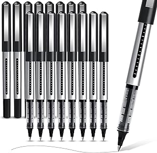 APOGO Rollerball Pens Black Ink, 16 Pack Pens Multipack 0.5mm Black Gel Pens, Quick-Drying Ink Pens, Writing Pens for Note Taking, Sketch, Bullet Journal, Black Pens for School & Office Supplies