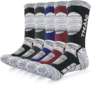 RUIXUE Mens Sports Socks Athletic Cushion Walking Socks Breathable Crew Socks Outdoor Multi Performance Socks for Hiking Trekking Running (5 Pairs/6 Pairs)