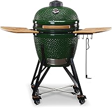 KAMADO BONO Green Egg BBQ Grill, 21" I Kamado BBQ Charcoal Grill with Dual Zone Grilling System I Ceramic BBQ Smoker for Cooking, Smoking & Baking