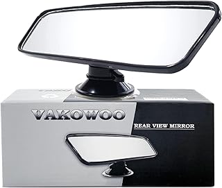 VAKOWOO Rear View Mirror for Driving Test, Rear View Mirror Secondary Driving Instructor Mirror Extra Learner Examiner Mirror, Adhesive Interior Suction Cup Car Mirror for Driving Lesson (200 X 62 mm)