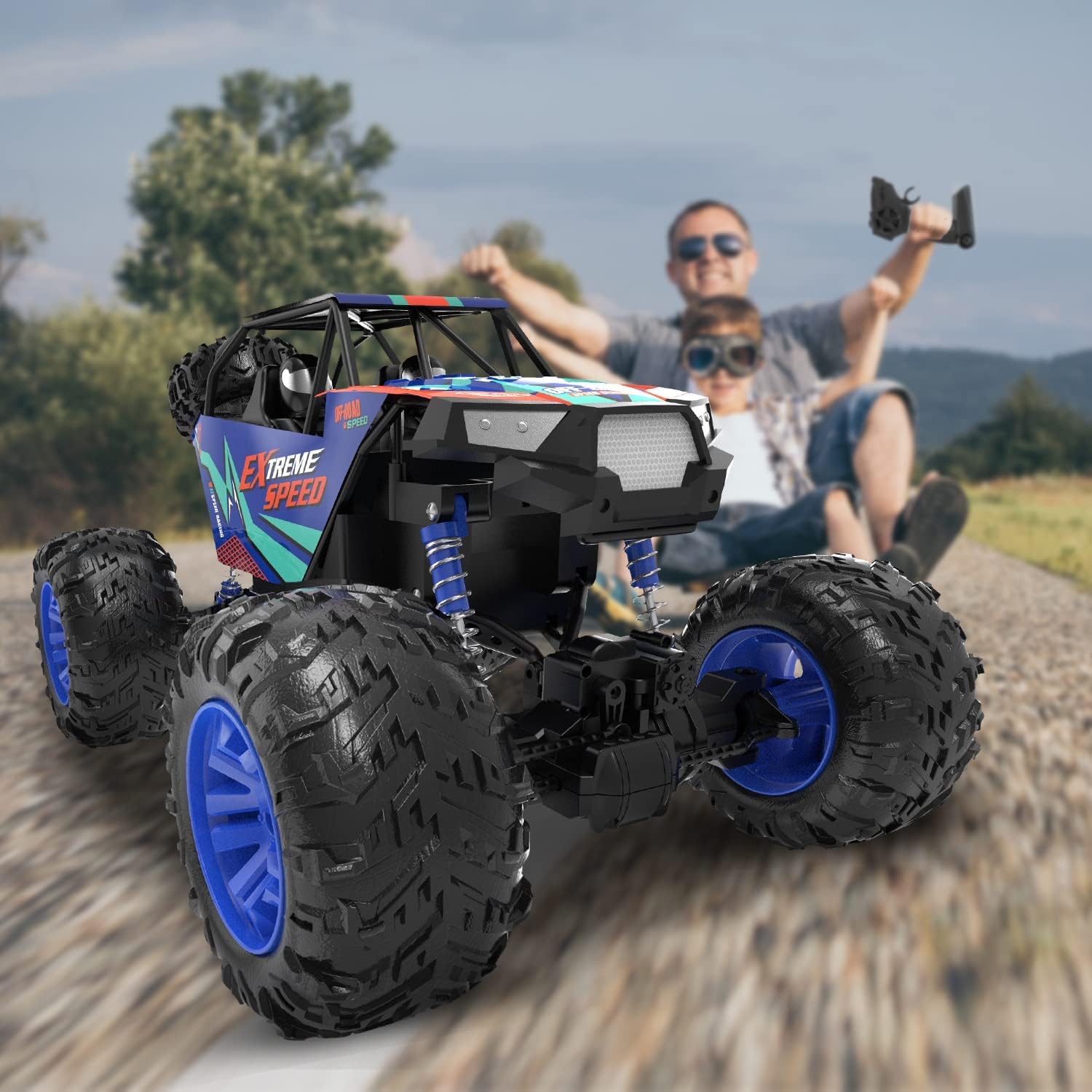 DEERC DE60 Large 1:8 Scale Upgraded RC Cars Remote Control Car for Adults Boys,Off Road Monster Truck with Realistic Sound,2.4Ghz 4WD Rock Crawler Toy All Terrain Climbing,2 Batteries for 80 Min Play-8