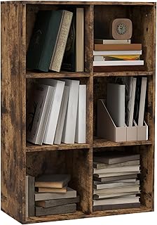 HOMCOM 6-Cube Bookcase, Storage Unit, Shelves Storage Display for Trinkets, Souvenirs, Potted Plants, for Study Room, Living Room, Home Office, 65.5 x 30 x 97.5cm, Rustic Brown