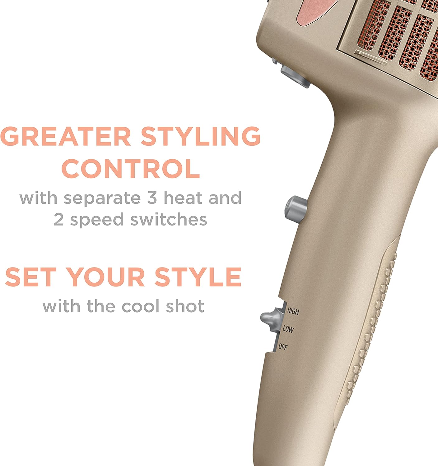 INFINITIPRO by CONAIR 4-in-1 Frizz Free Styling Hair Dryer, 1875W Hair Dryer and 4 Attachments-3