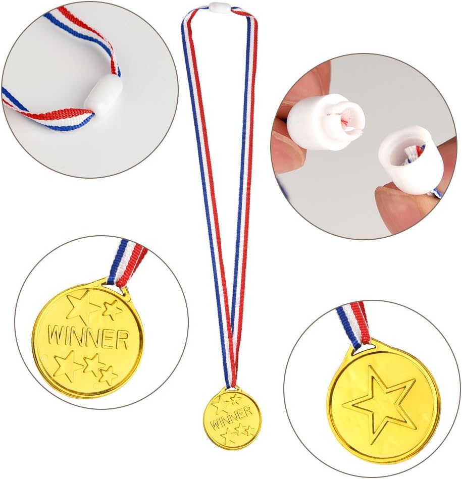 FEPITO 36 Pcs Gold Winner Medals Plastic Medals Gold Medal Party Favor Decorations and Sports Awards-2