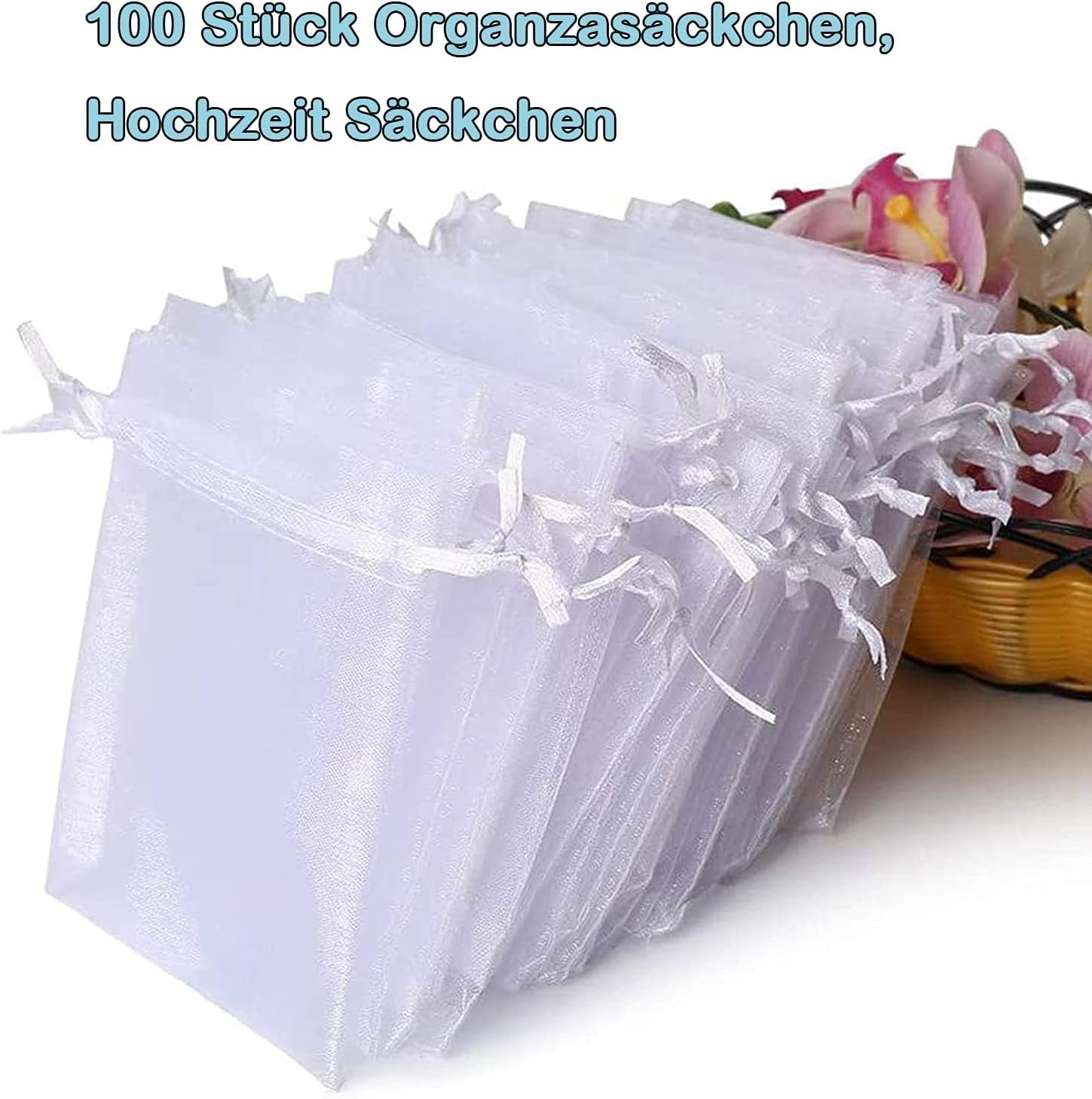 Carehabi 100 Pcs Organza Gift Bags White 7x9cm Small Jewelry Pouches Wedding Jewelry Bag Favour bags Lavender Bag for Wedding Birthday Party Christmas Candy Mesh Bags-3