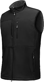 33,000ft Mens Softshell Gilet Activewear Vests Windproof Fleece Lined Outerwear Zipped Pockets Sleeveless Softshell Jacket for Leisure, Golf, Travelling