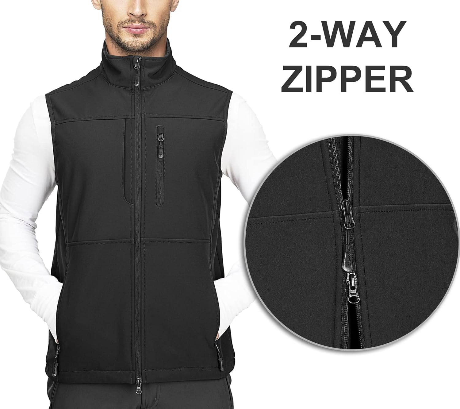 33,000ft Mens Softshell Gilet Activewear Vests Windproof Fleece Lined Outerwear Zipped Pockets Sleeveless Softshell Jacket for Leisure, Golf, Travelling-3