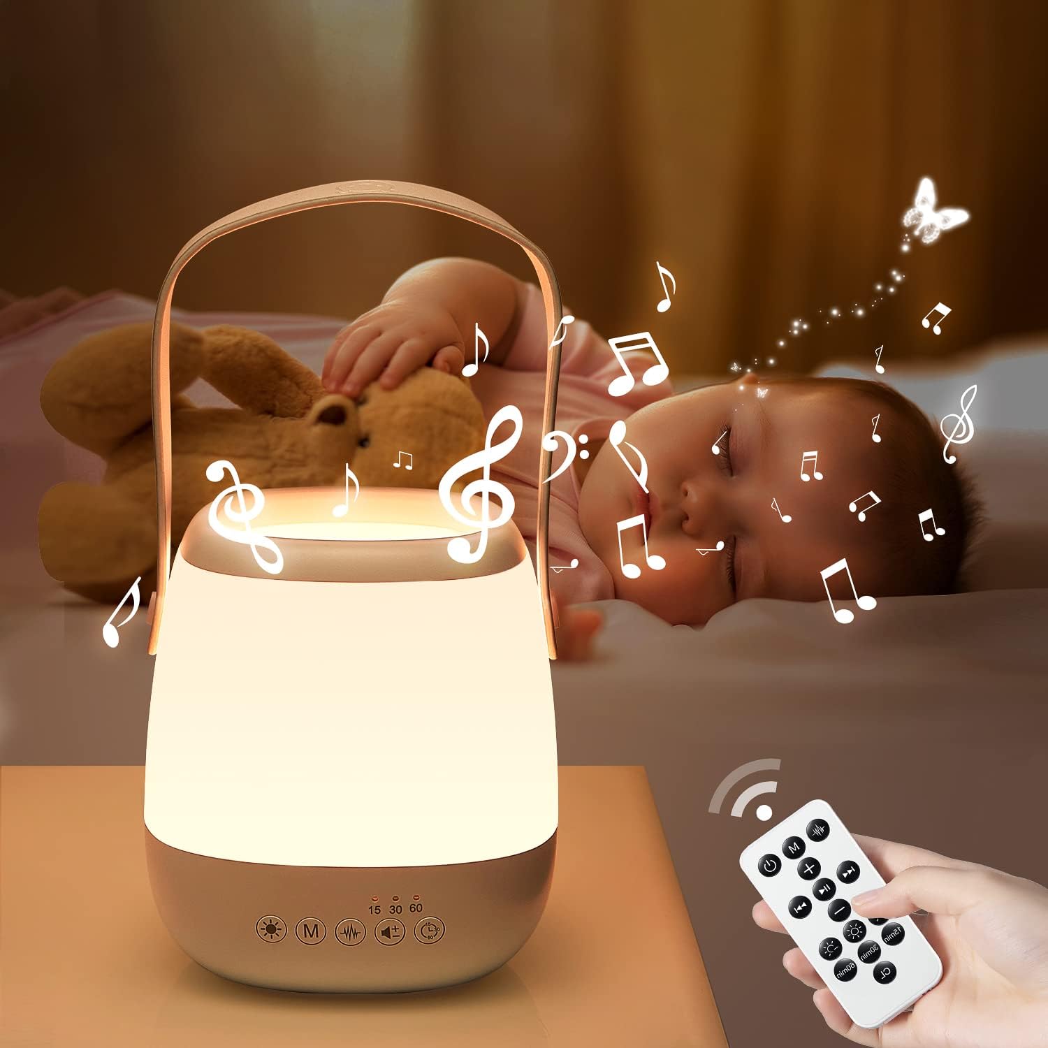 One Fire Night Light Kids Night Light, 12 White Noise+35 RGB Lightings Baby Night Light Newborn Baby Light, Portable+Dimmable+USB Rechargeable Night Lights for Kids, Night Lamp Night Light Kids Lamp-0