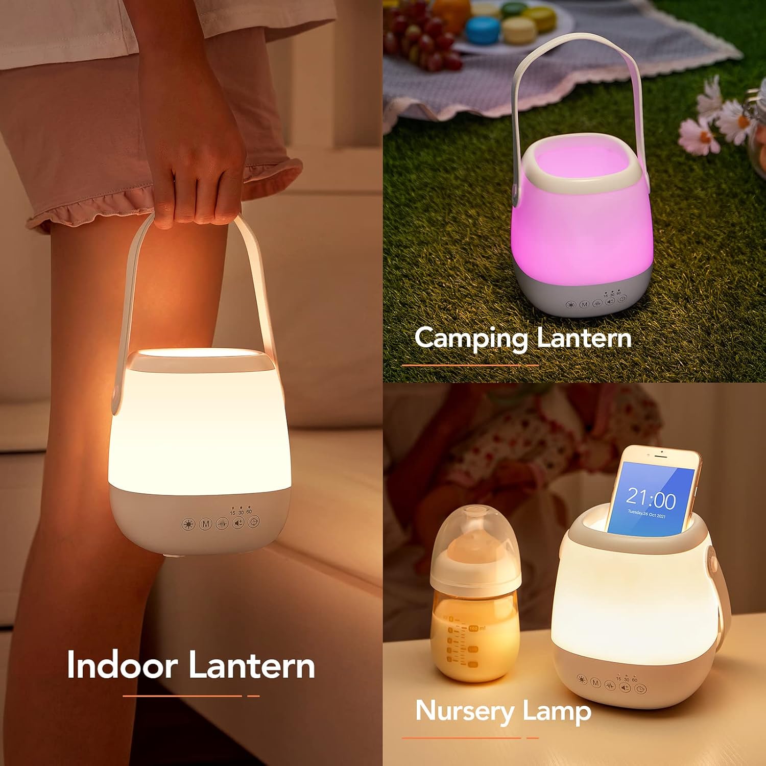 One Fire Night Light Kids Night Light, 12 White Noise+35 RGB Lightings Baby Night Light Newborn Baby Light, Portable+Dimmable+USB Rechargeable Night Lights for Kids, Night Lamp Night Light Kids Lamp-12