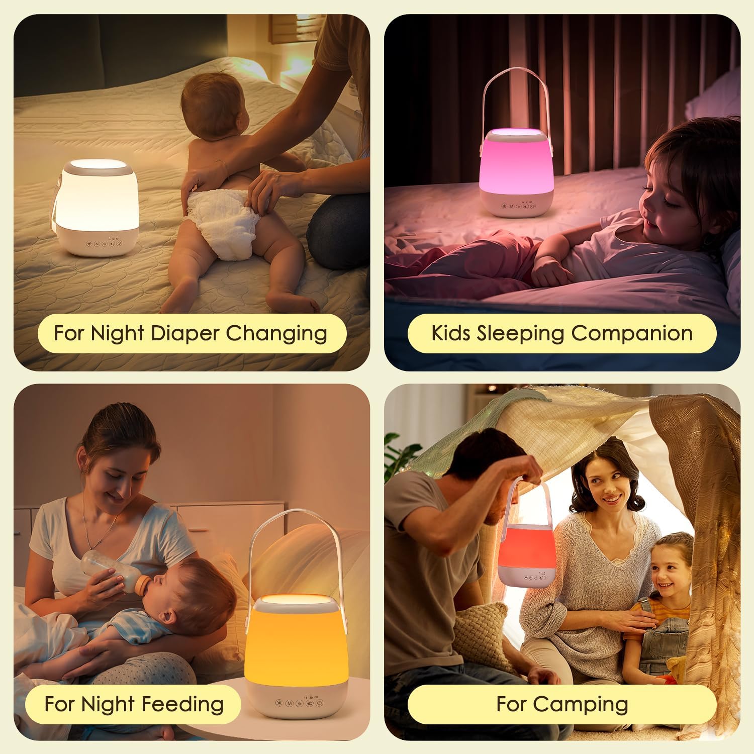 One Fire Night Light Kids Night Light, 12 White Noise+35 RGB Lightings Baby Night Light Newborn Baby Light, Portable+Dimmable+USB Rechargeable Night Lights for Kids, Night Lamp Night Light Kids Lamp-5