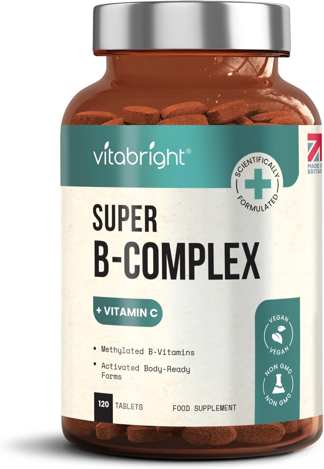 Vitamin B Complex High Strength Tablets - All Activated & Methylated B Vitamins Including Vitamin B12 and Folate, Vitamin B6, Vitamin B3, Vitamin B5, B1, B2, B8, VitaBright Methyl B Complex Vitamins-0