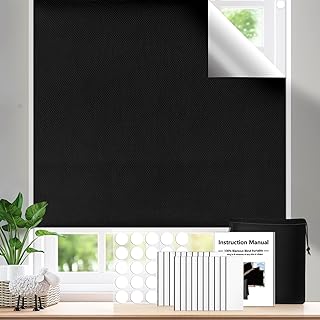 Digiroot Portable Blind, Blackout Material 300x145cm Cut to Size Blinds Stick On Window No Drill Blinds Curtains for Bedroom, Nursery, Loft, Travel RV Car