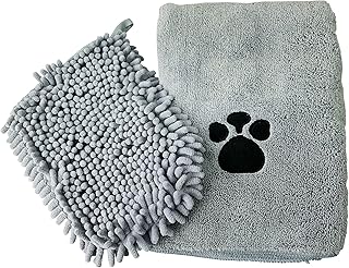 Pet Towels Super Absorbent Microfiber And Pet Mitt with Ultra Soft Quick Dry for Dogs, Puppy, Pet Random Colour Supply Grey OR Brown