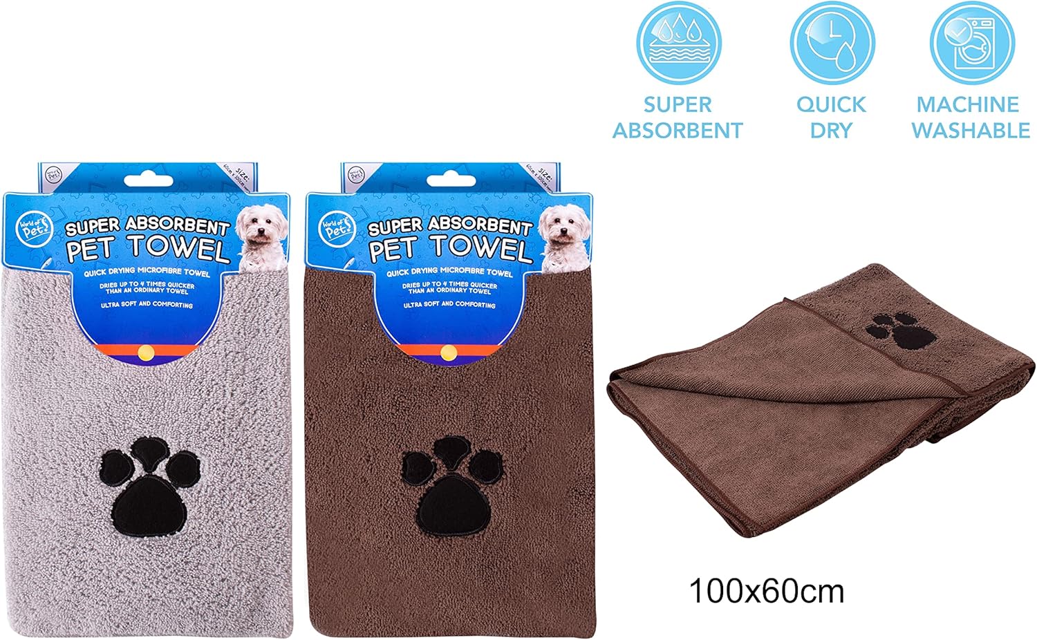 Pet Towels Super Absorbent Microfiber And Pet Mitt with Ultra Soft Quick Dry for Dogs, Puppy, Pet Random Colour Supply Grey OR Brown-3