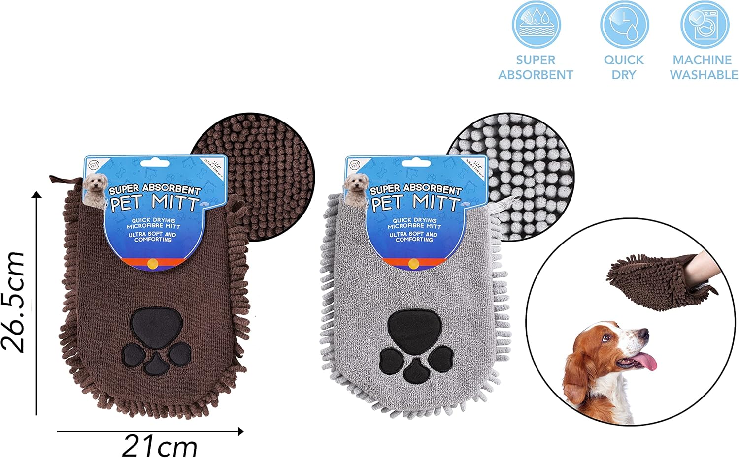 Pet Towels Super Absorbent Microfiber And Pet Mitt with Ultra Soft Quick Dry for Dogs, Puppy, Pet Random Colour Supply Grey OR Brown-5