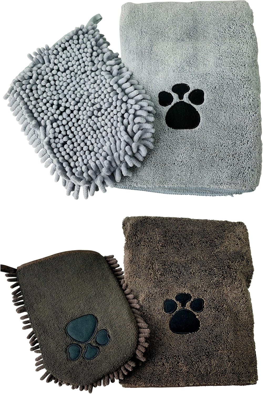 Pet Towels Super Absorbent Microfiber And Pet Mitt with Ultra Soft Quick Dry for Dogs, Puppy, Pet Random Colour Supply Grey OR Brown-6