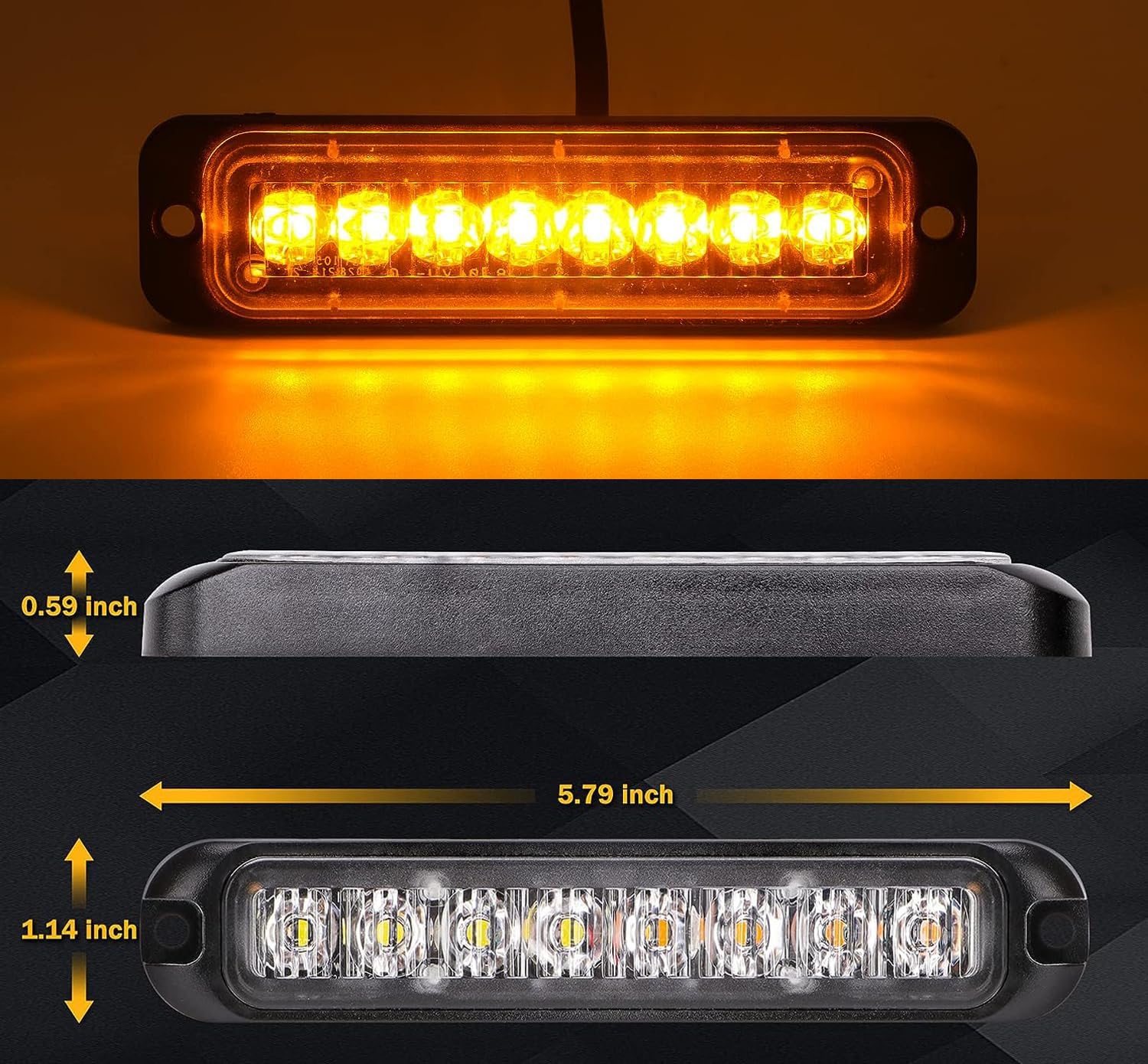 ROUTEKING 8x8LED Car Strobe Flashing Lights - Recovery Emergency Beacon Light, 14 Flashing Modes Beacons Warning Light, Universal for 12V-24V Car Vehicle Truck Caravan Camper (Amber)-5