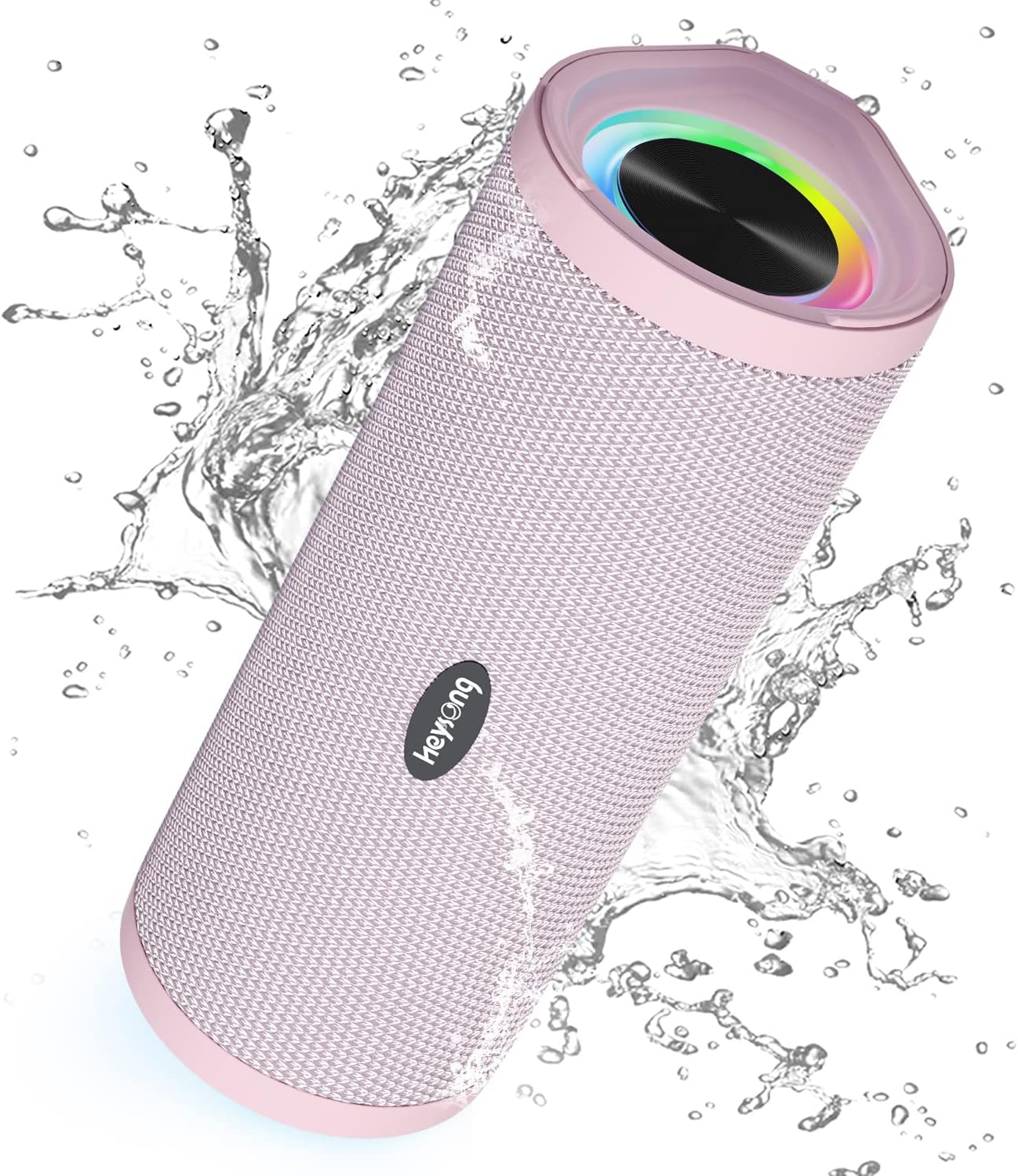 HEYSONG Portable Bluetooth Speaker, Waterproof Wireless Outdoor Speakers with LED Light, Enhanced Bass, IPX7 Floating, 40H Play, TF Card, True Wireless Stereo for Party, Shower, Gifts for Women - Pink-0