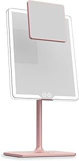 LUNA London ORBIT Mirror in Blush Rose (Pink) | Vanity Mirror with Lights, Makeup Mirror, LED Lighted Desk Mirror with Light for Tabletop 7X 1X Magnification Dimmable and Rechargeable