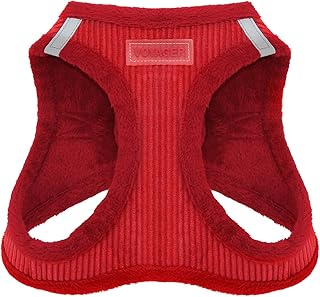 Best Pet Supplies Voyager Step-in Plush Dog Harness – Soft Plush, Step in Vest Harness for Small and Medium Dogs by - Red Corduroy, S (Chest: 14.5-16")