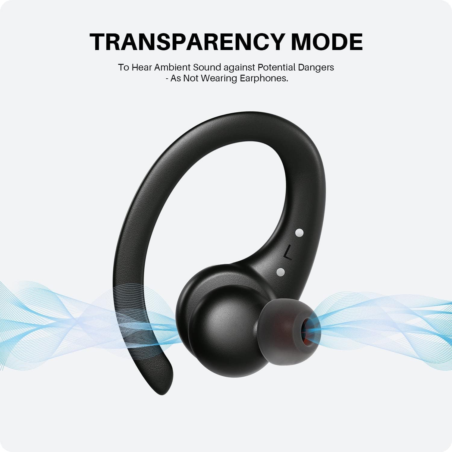 Tribit Sports Earbuds, Wireless Sport Earphones, Bluetooth 5.2 Wireless Headphones, Transparency Mode Noise Cancelling, Bluetooth Earphones with Earhooks, IPX8 for Running Sports Gym-2