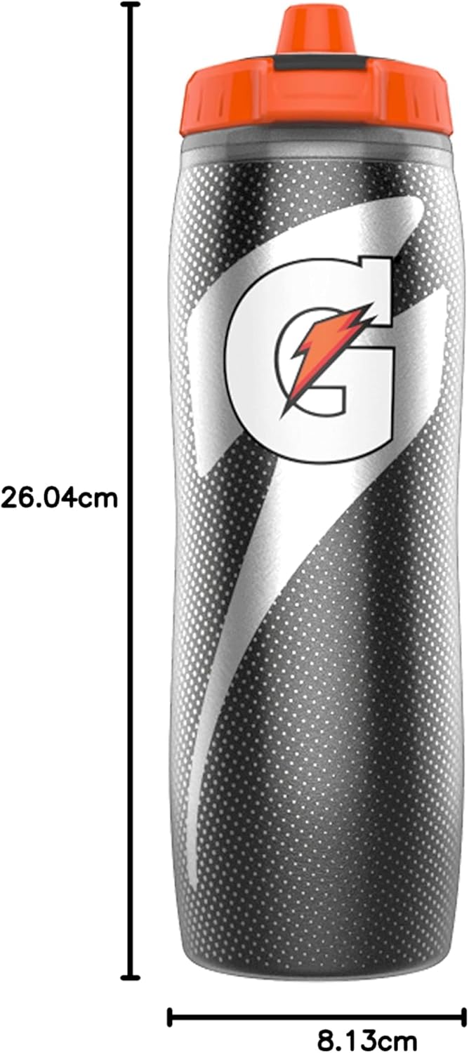 Gatorade Insulated Plastic Squeeze Bottle For Sports, Black, 30oz-6