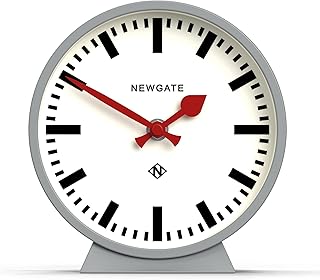 NEWGATE® M Mantel Railway Silent Sweep Mantel Clock - 'No Tick' - A Modern Mantelpiece Clock - Small Mantel Clocks - Station Dial - (Grey)