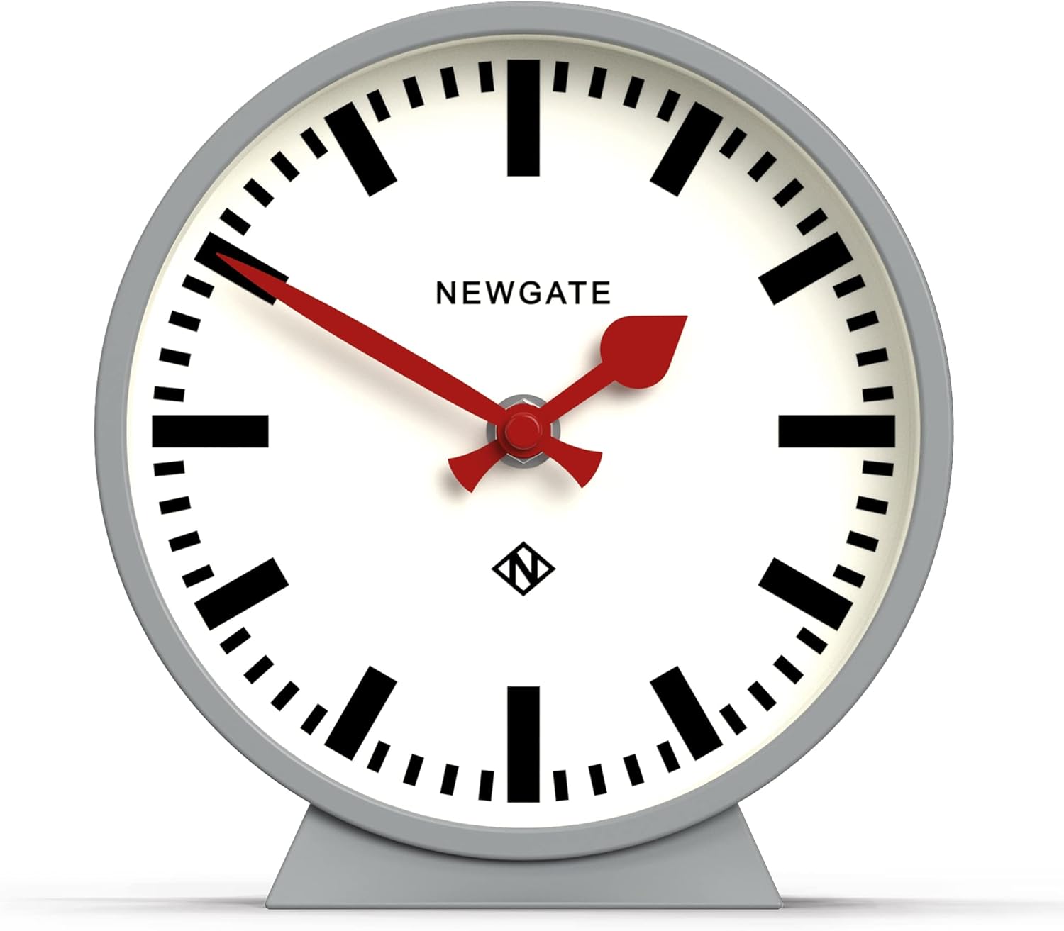 NEWGATE® M Mantel Railway Silent Sweep Mantel Clock - 'No Tick' - A Modern Mantelpiece Clock - Small Mantel Clocks - Station Dial - (Grey)-0