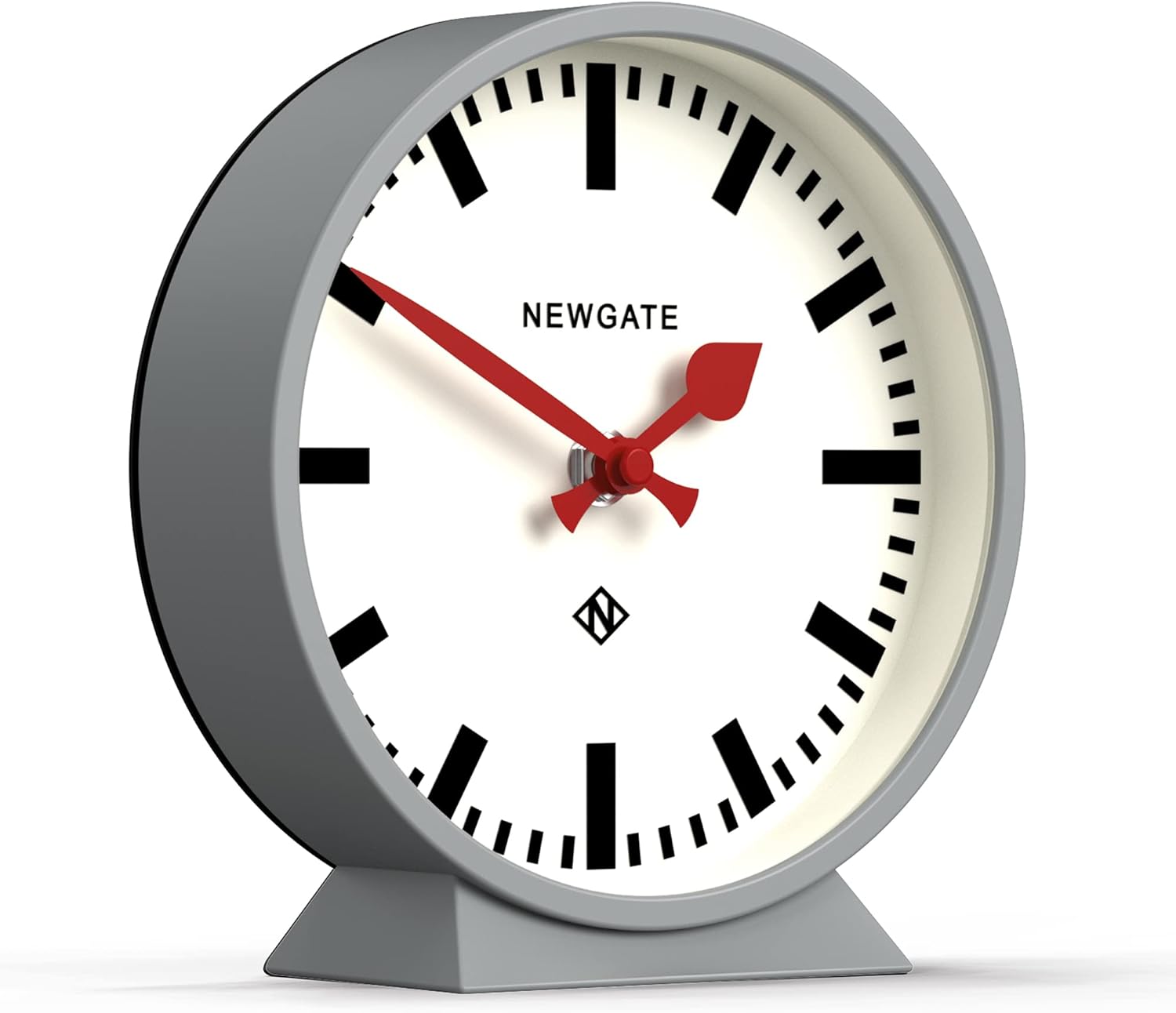 NEWGATE® M Mantel Railway Silent Sweep Mantel Clock - 'No Tick' - A Modern Mantelpiece Clock - Small Mantel Clocks - Station Dial - (Grey)-1