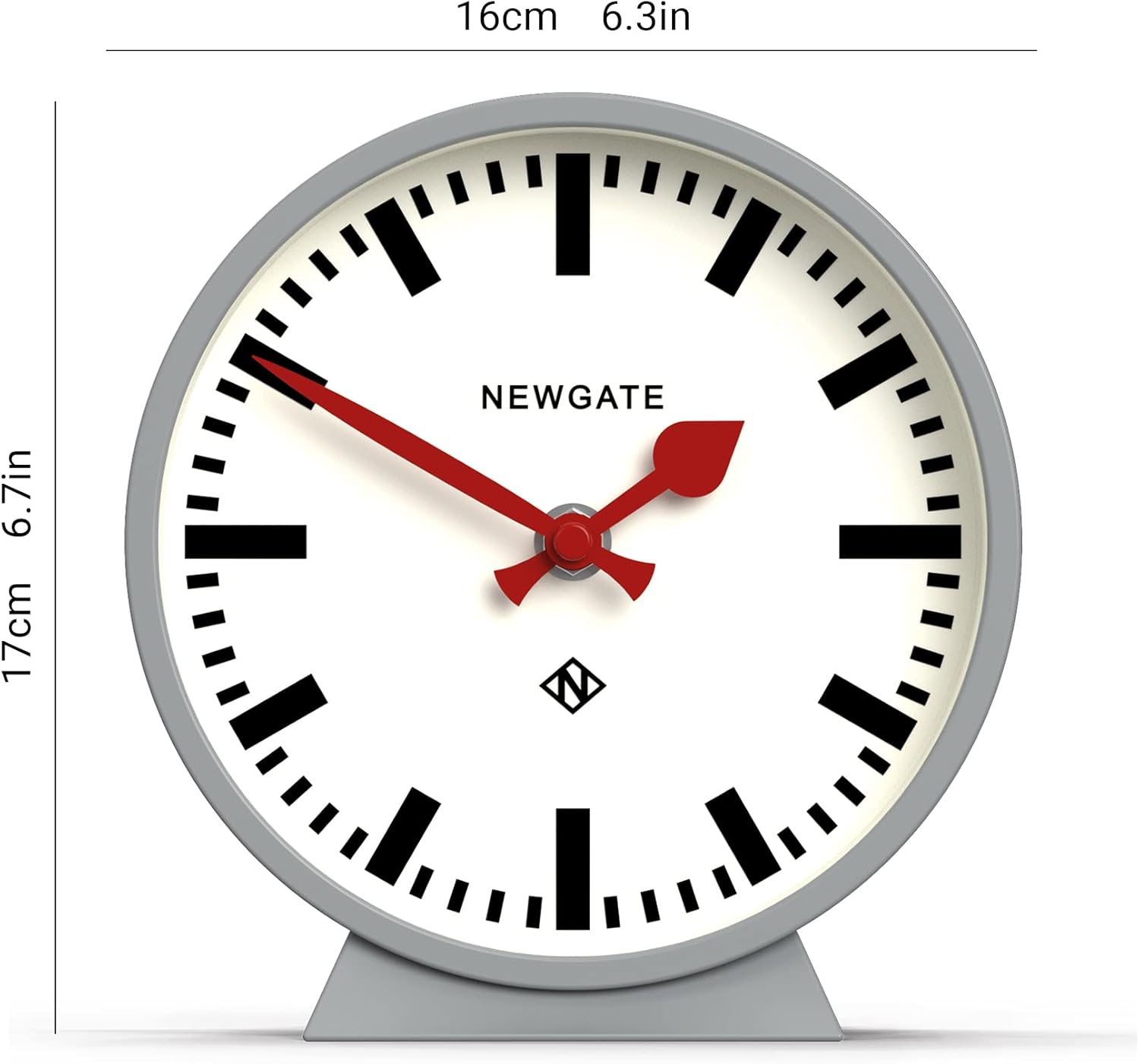 NEWGATE® M Mantel Railway Silent Sweep Mantel Clock - 'No Tick' - A Modern Mantelpiece Clock - Small Mantel Clocks - Station Dial - (Grey)-4