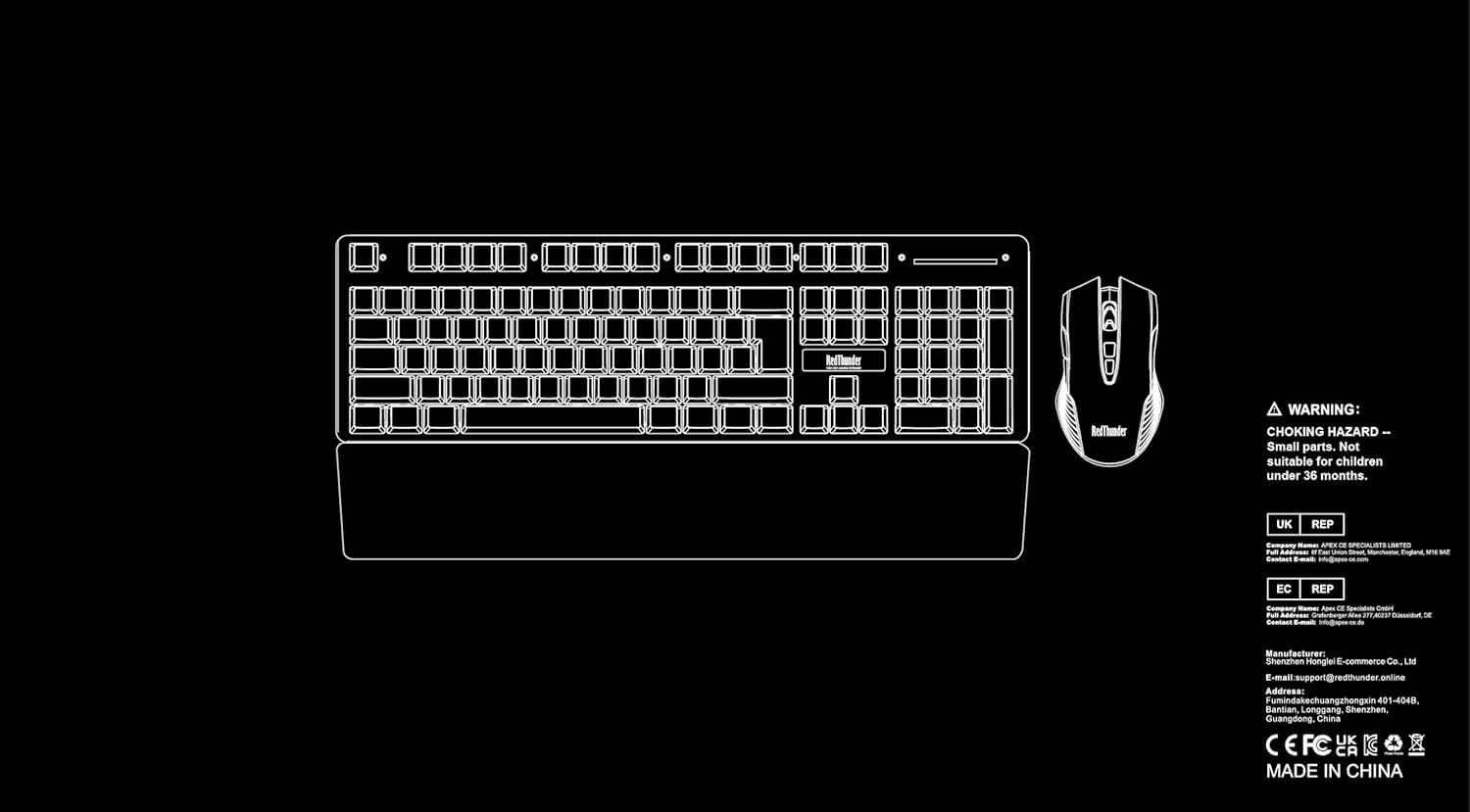 RedThunder K10 Wired Gaming Keyboard and Mouse Combo, UK Layout, True RGB Backlight, Soft Leather Wrist Rest, Mechanical Feel Ergonomic Anti-Ghosting Keyboard + 7D 7200 DPI Mouse for PC, Mac (Black)-7