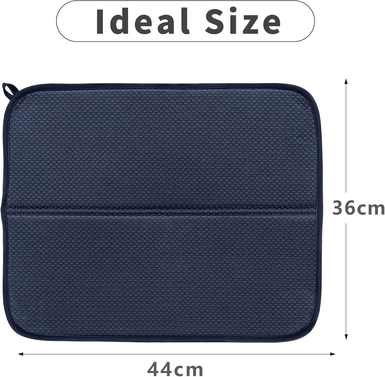 RECYCO Microfiber Dish Drying Mat for Kitchen Counter 44x36cm, 2 Pack, Ultra Absorbent Dish Drainer Rack Pad for Countertop (Navy)-1