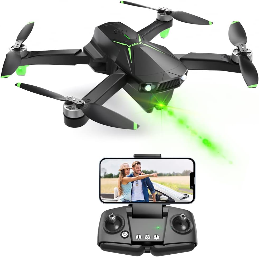 Loolinn | Drone with Camera 4K for Beginners as Gift - Under 250g, 50 minutes Flight Time, Two Batteries, 4K Fotos, 2K Videos, GPS Intelligent Return, C0 class - GPS Drone (Gift Idea)-0