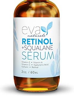 Eva Naturals Anti-Aging 1% Retinol Serum For Face - Granactive Retinoid with Squalane Dark Spots, Fine Lines & Wrinkles - Collagen Boosting Moisturizer - Pure Retinol Night Serum for Face (2 Oz)