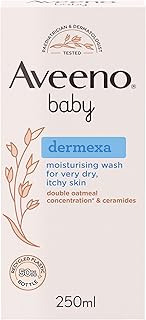 Aveeno Baby Dermexa Moisturising Wash (1x 250ml), Soothing Unscented and Soap-Free Baby Body Wash Developed to Gently Cleanse Delicate Skin, for Babies with Very Dry, Itchy Skin and Prone to Eczema