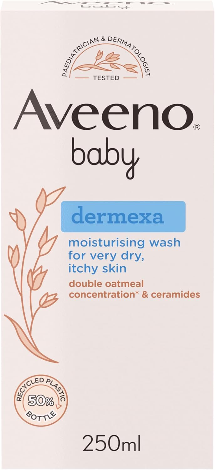 Aveeno Baby Dermexa Moisturising Wash (1x 250ml), Soothing Unscented and Soap-Free Baby Body Wash Developed to Gently Cleanse Delicate Skin, for Babies with Very Dry, Itchy Skin and Prone to Eczema-0