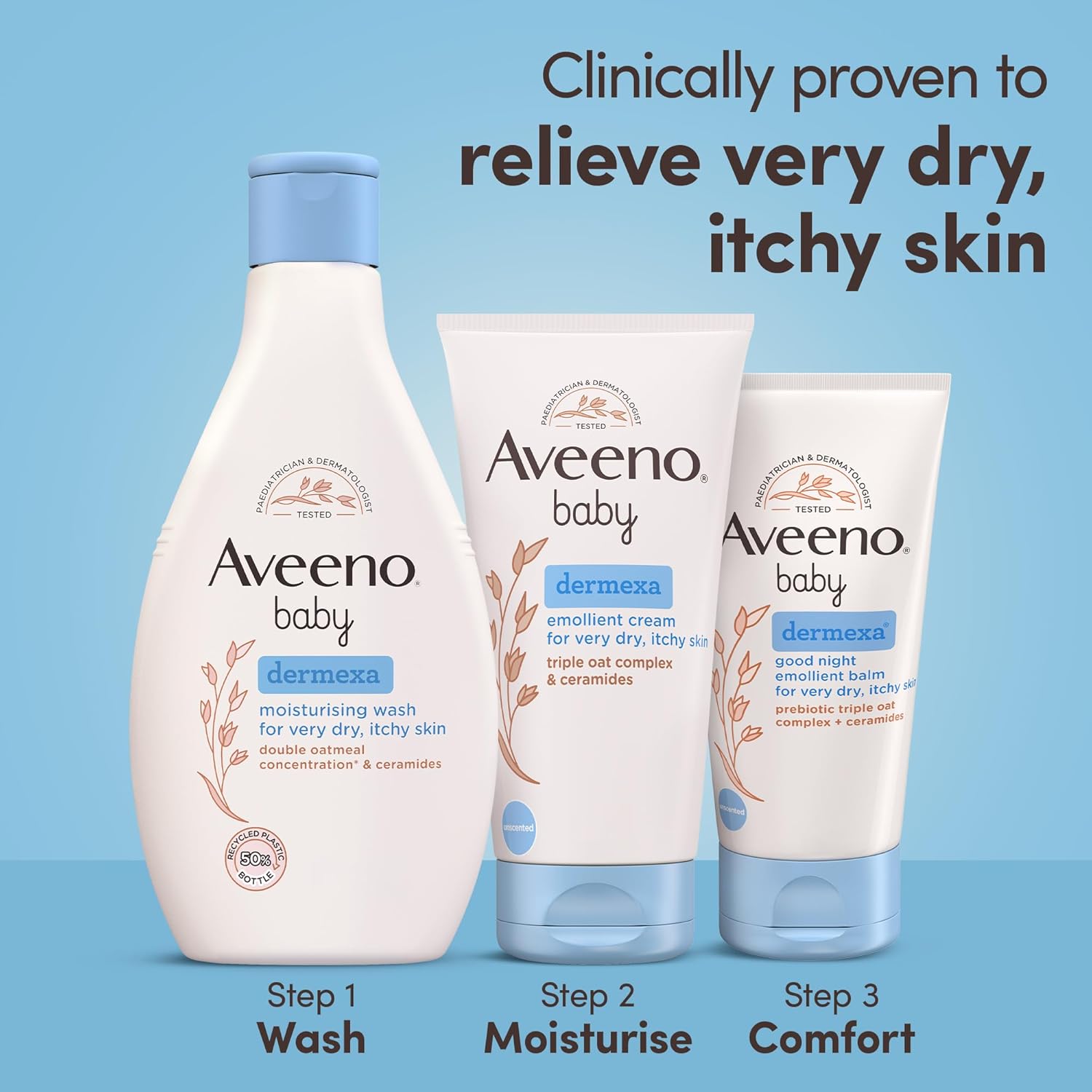 Aveeno Baby Dermexa Moisturising Wash (1x 250ml), Soothing Unscented and Soap-Free Baby Body Wash Developed to Gently Cleanse Delicate Skin, for Babies with Very Dry, Itchy Skin and Prone to Eczema-5