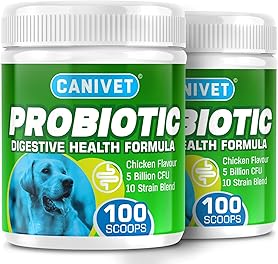 CANIVET Probiotics for Dogs. Canine Dietary Supplement - Aids Digestive Health, 200g Powder Dog Probiotic. 5 Billion CFU** with 10 Strains of Good Bacteria for your Dog's Digestive Health.