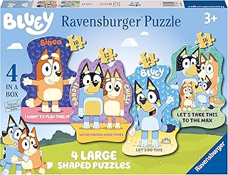 Ravensburger Bluey Toys - 4 Large Shaped Jigsaw Puzzles (10, 12, 14, 16 Pieces) - Age 3 Years Up - Gifts for Kids