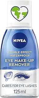 NIVEA Double Effect Waterproof Eye Make-Up Remover (125 ml), Daily Use Face Cleanser for Make-Up and Mascara with Cornflower Extract and Biotin