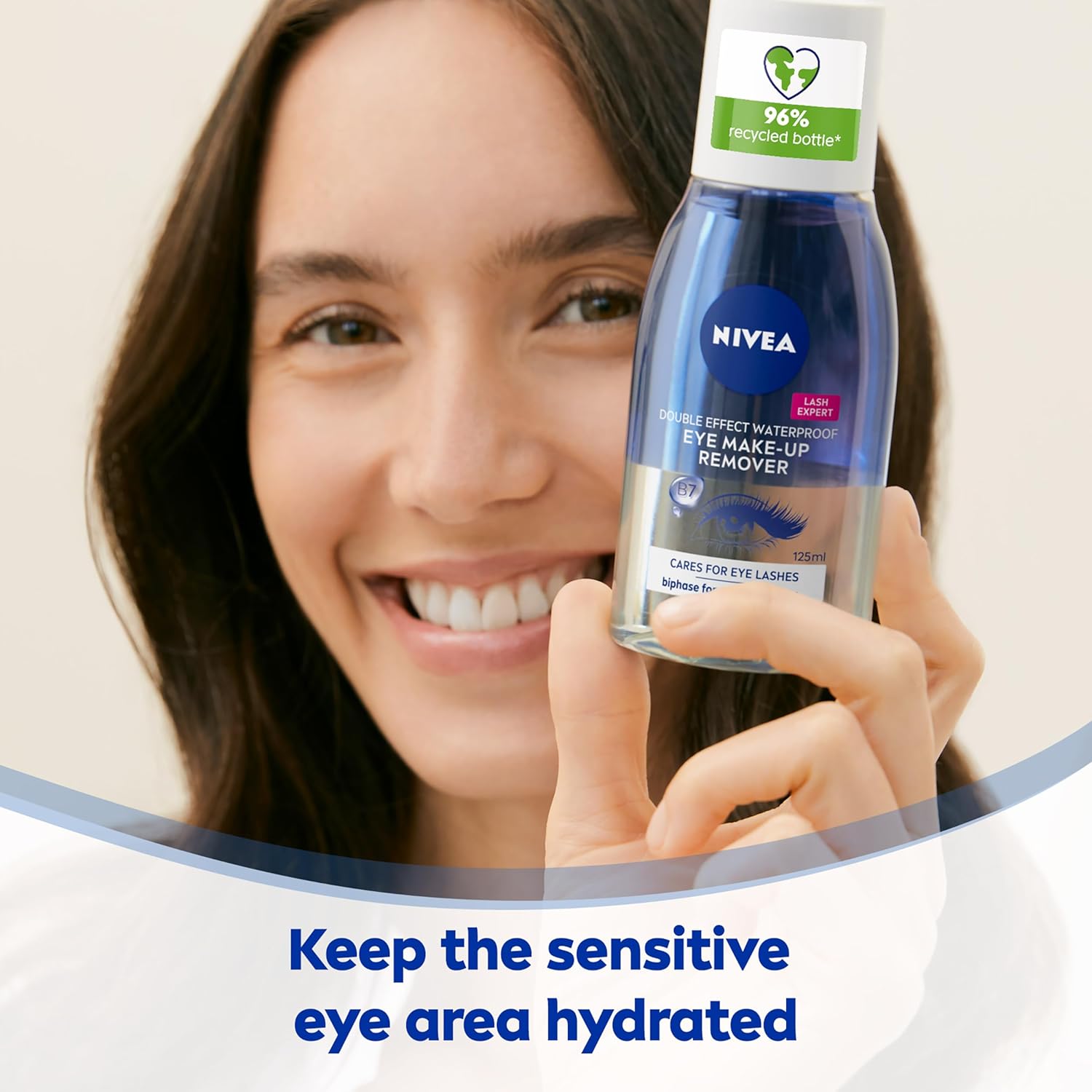 NIVEA Double Effect Waterproof Eye Make-Up Remover (125 ml), Daily Use Face Cleanser for Make-Up and Mascara with Cornflower Extract and Biotin-2