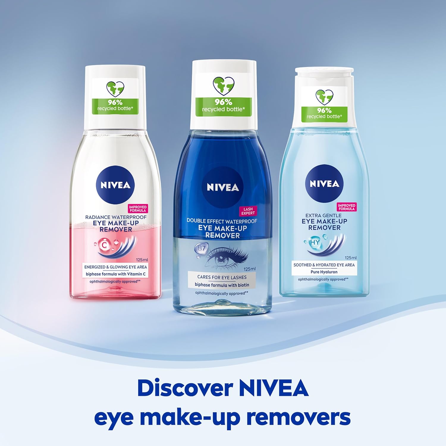 NIVEA Double Effect Waterproof Eye Make-Up Remover (125 ml), Daily Use Face Cleanser for Make-Up and Mascara with Cornflower Extract and Biotin-6