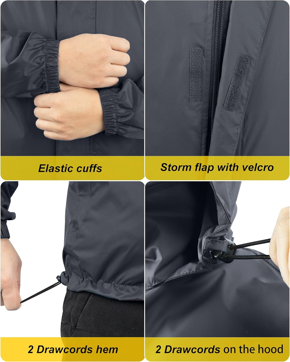 33,000ft Men's Lightweight Waterproof Outdoor Jackets Windproof Rain Shell Jacket Packaway Hooded Raincoat for Golf Fishing Cycling-4