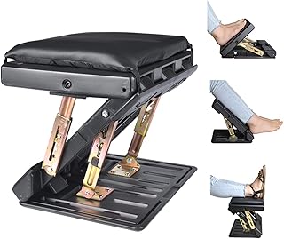 ybaymy Foot Rest Under Desk Adjustable 4 Height Foot Stool with Removable Soft Footrest Pad, Max-Load 120 kg Ergonomic Design for Back, Knee, Foot Pain Relief Airplane Foot Rest