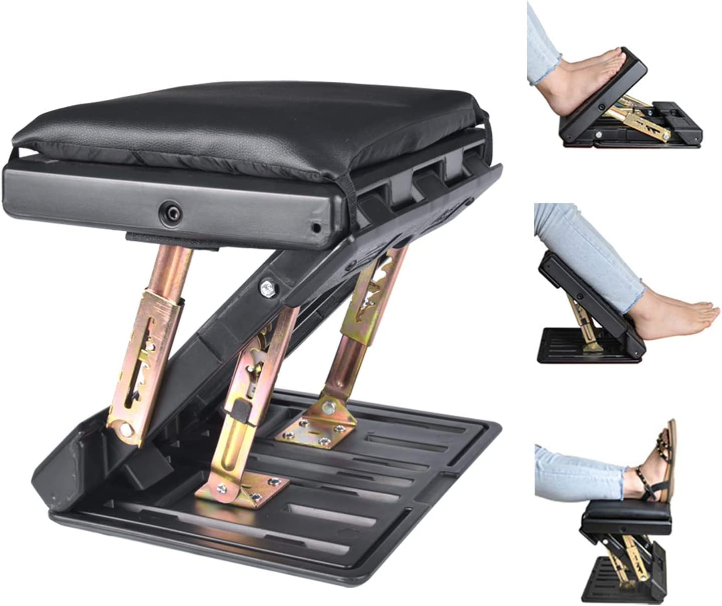 ybaymy Foot Rest Under Desk Adjustable 4 Height Foot Stool with Removable Soft Footrest Pad, Max-Load 120 kg Ergonomic Design for Back, Knee, Foot Pain Relief Airplane Foot Rest-0