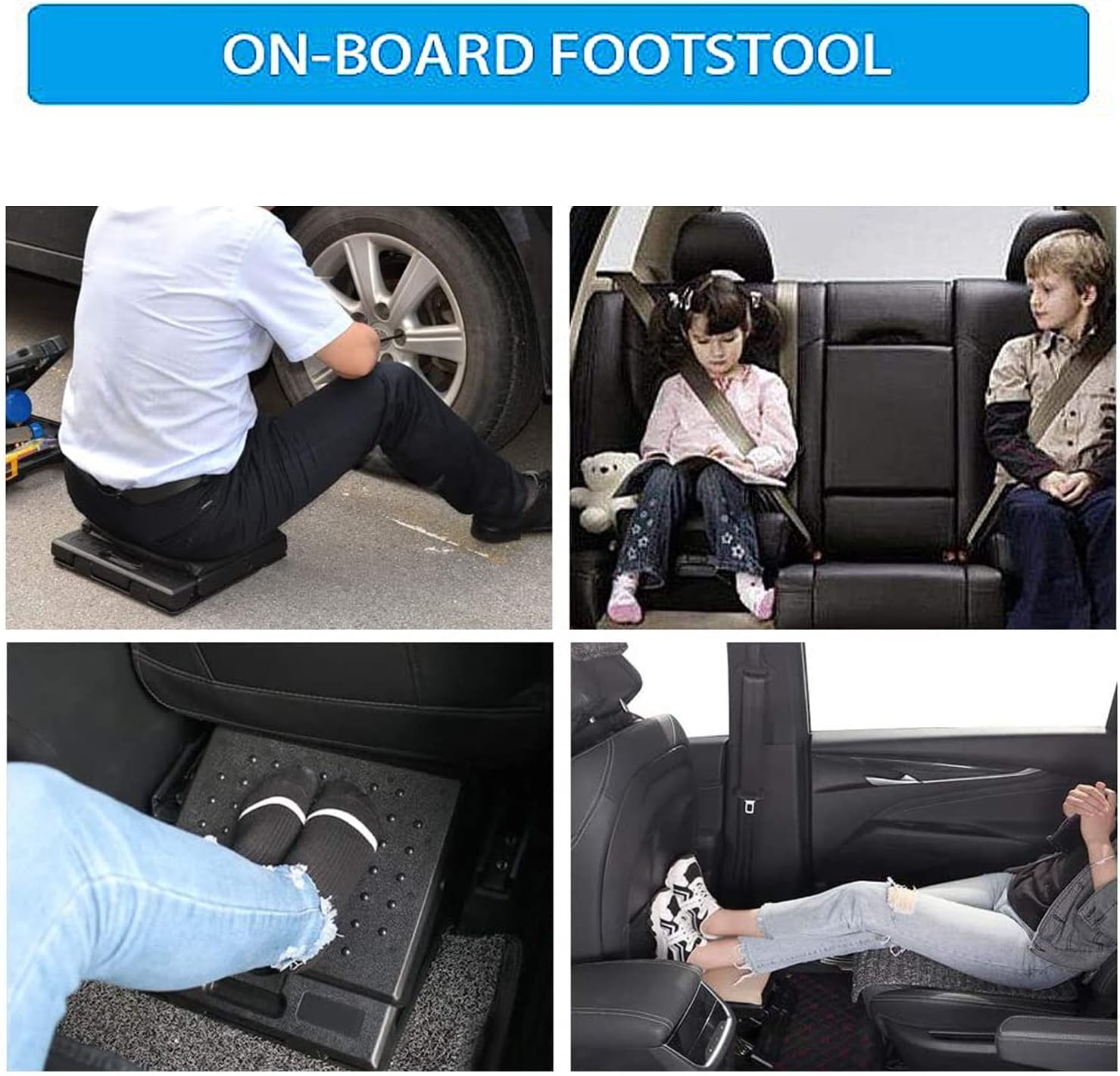 ybaymy Foot Rest Under Desk Adjustable 4 Height Foot Stool with Removable Soft Footrest Pad, Max-Load 120 kg Ergonomic Design for Back, Knee, Foot Pain Relief Airplane Foot Rest-1