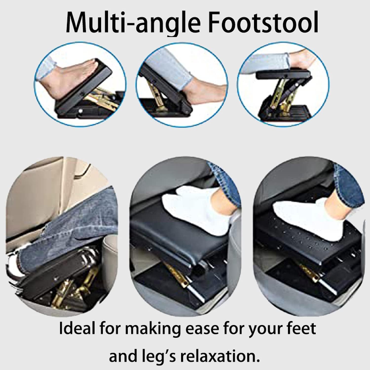 ybaymy Foot Rest Under Desk Adjustable 4 Height Foot Stool with Removable Soft Footrest Pad, Max-Load 120 kg Ergonomic Design for Back, Knee, Foot Pain Relief Airplane Foot Rest-3