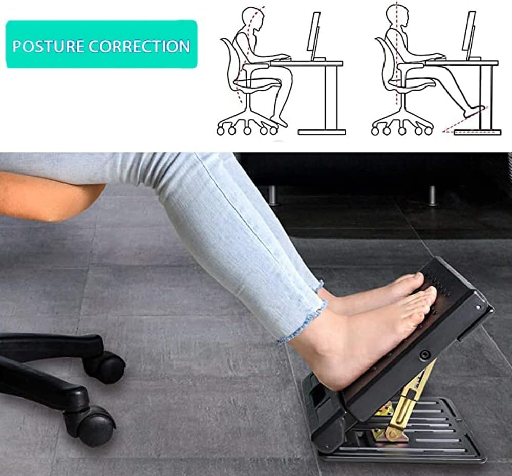 ybaymy Foot Rest Under Desk Adjustable 4 Height Foot Stool with Removable Soft Footrest Pad, Max-Load 120 kg Ergonomic Design for Back, Knee, Foot Pain Relief Airplane Foot Rest-5