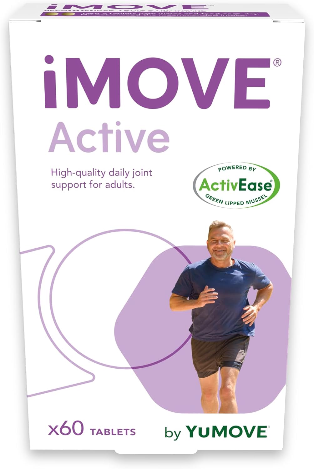 iMOVE Active | Natural Joint Supplement for Humans, 60 Tablets - Includes Glucosamine HCl, Green Lipped Mussel, Hyraluronic Acid, Vitamin E and C and Manganese-0